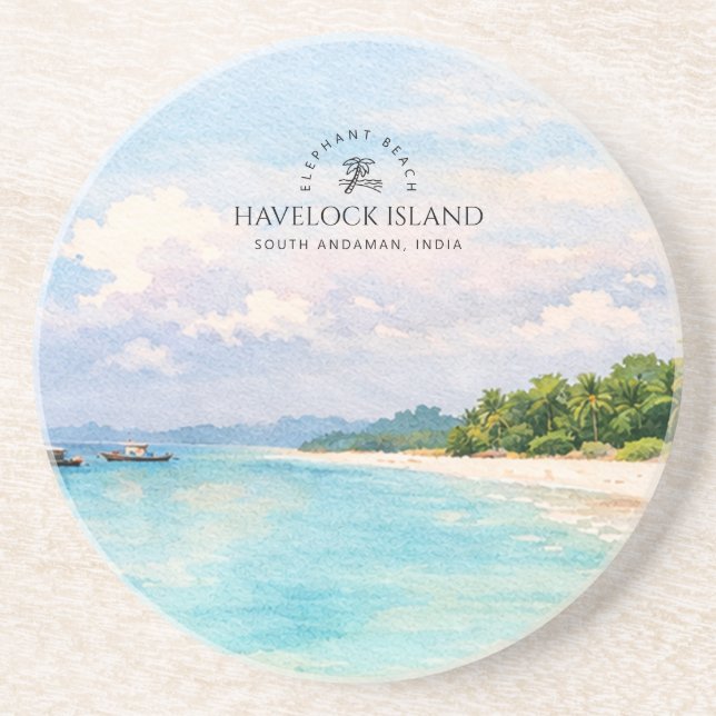 Elephant Beach Akvarell – Andaman Minnessak Presen Underlägg (Framsidan)