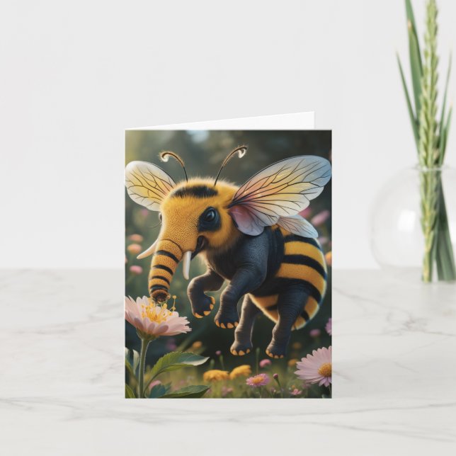 Elephant Bee Blank Card Helgkort (Framsida)
