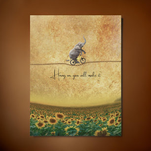 Elephant Bike Cycle TightRope Sunblommor   Vykort
