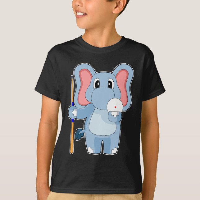 Elephant Billiard Queue T Shirt (Framsida)