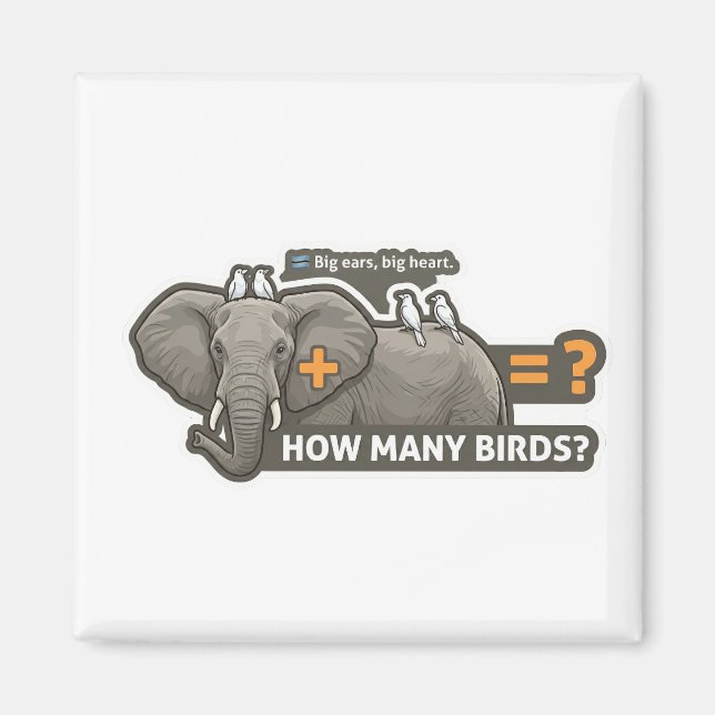 Elephant & Birds Addition Magnet (Framsidan)