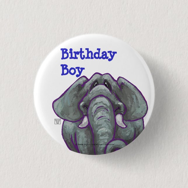 Elephant Birthday Boy Button Knapp (Framsida)