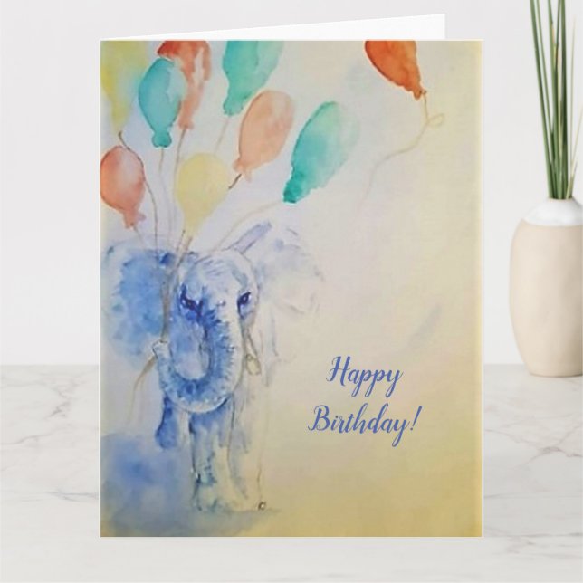 Elephant Birthday Card Kort (Framsida)