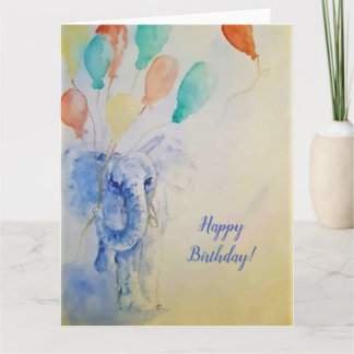 Elephant Birthday Card Kort
