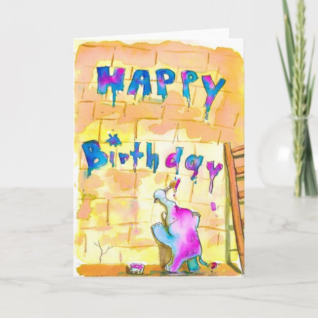 Elephant Birthday Card Kort (Framsida)