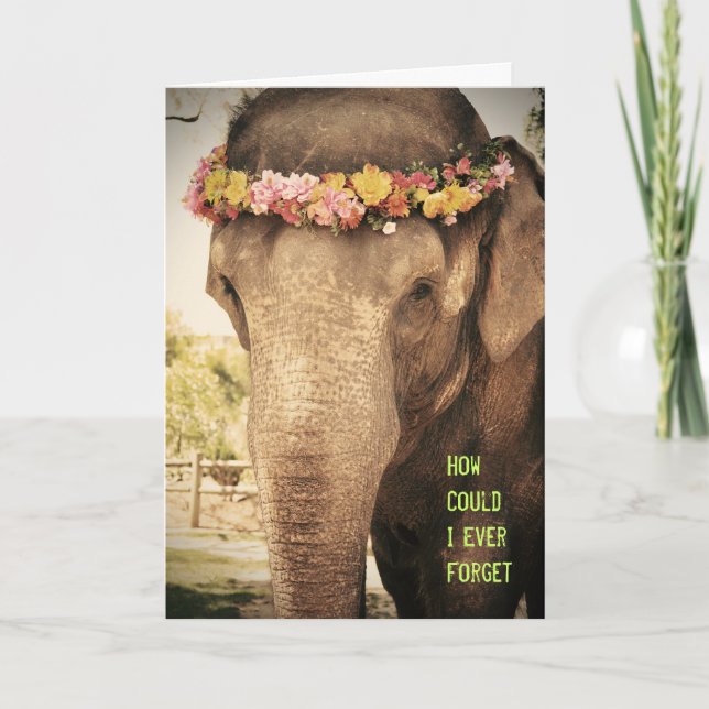 Elephant Birthday Card Kort (Framsida)