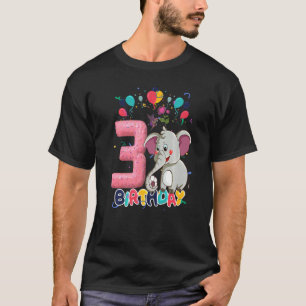 Elephant Birthday Girl Princess 3th Birthday Eleph T Shirt