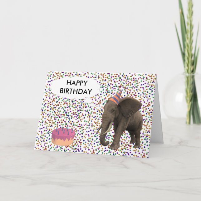 Elephant Birthday Kort (Framsida)