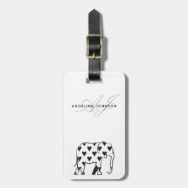 Elephant Black and White Monogram Bagagebricka
