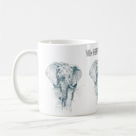 Elephant Black bläck teckning Funny Kaffemugg