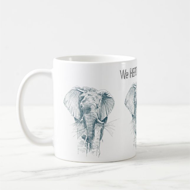 Elephant Black bläck teckning Funny Kaffemugg (Vänster)