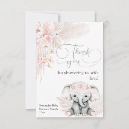 Elephant Blash Rosa Flower Boho Baby Shower Tack Kort