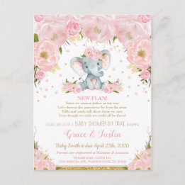 Elephant  Blommigt Baby Shower by Mail Girl Vykort