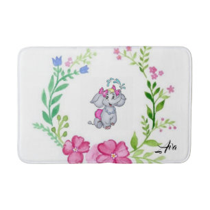 Elephant Blommigt Bathroom Bath Mat Badrumsmatta