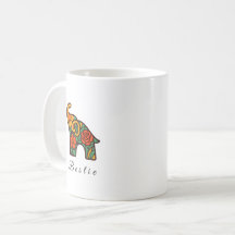 Elephant Blommigt Ceramic Mugg, Vänskap Gifts