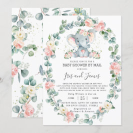 Elephant Blommigt Greenery Baby Shower by Mail Gir Inbjudningar