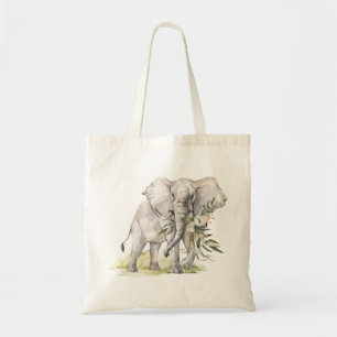 Elephant Blommigt Tote Bag Tygkasse