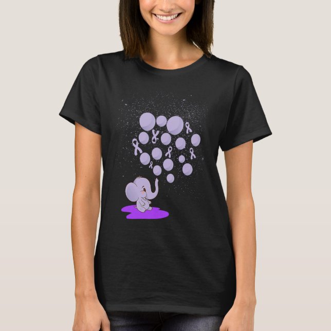 Elephant Blowing Up Purple Balloons Overdose Aware T Shirt (Framsida)