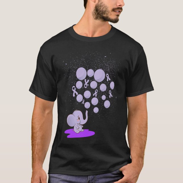 Elephant Blowing Up Purple Balloons Overdose Aware T Shirt (Framsida)