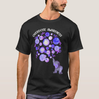 Elephant Blowing Up Purple Balloons Overdose Aware T Shirt