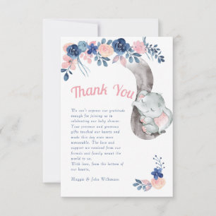 Elephant Blue and Rosa Baby Shower Tack Kort