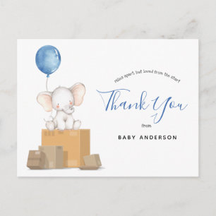 Elephant Blue Baby Shower by Mail Tack Vykort