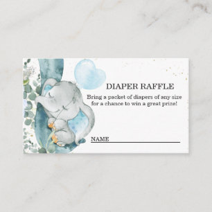 Elephant Blue Balloon Baby Shower Raffle Tilläggskort