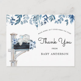Elephant Blue Blommigt Baby Shower by Mail Tack Vykort