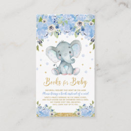 Elephant Blue Blommigt Baby Shower för Bok Tilläggskort
