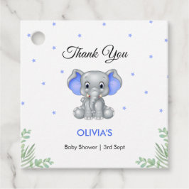 Elephant Blue Boy Shower Tack Gåvor Etiketter