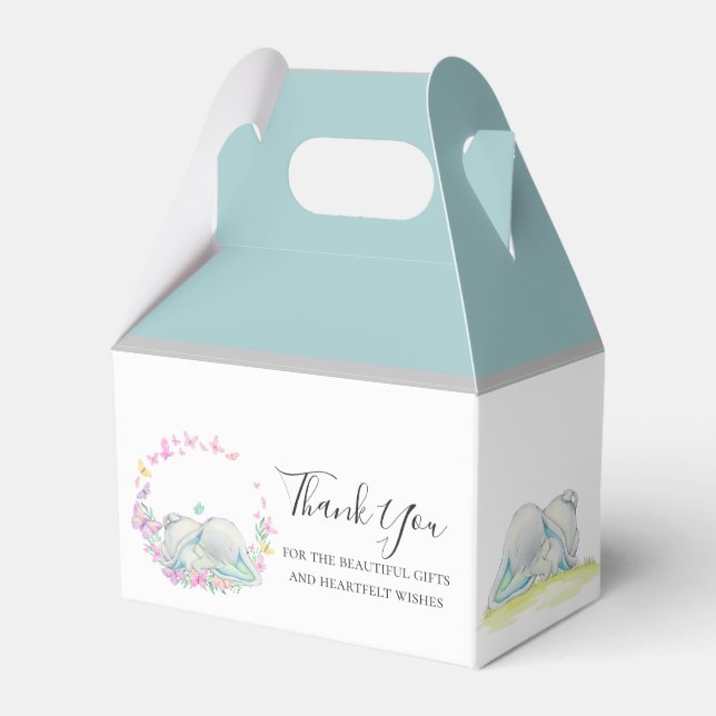 Elephant Blue Butterfly Favor Box Presentaskar (Framsidan Sidan)
