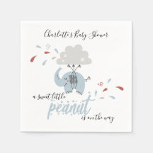 Elephant Blue Cute Boy's Baby Shower Napkins