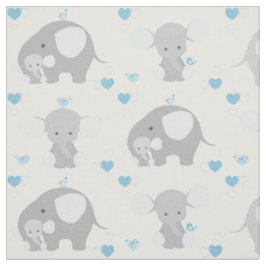 Elephant Blue Grått Safari Animals Nursery Pojke Tyg