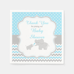 Elephant Blue och Grått Baby Shower Party Pappersservett
