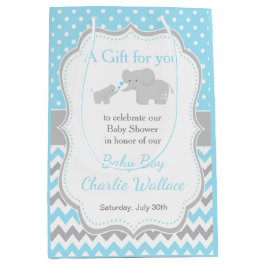 Elephant Blue och Grått Baby Shower Tack