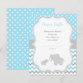 Elephant Blue och Grått Baby Shower Tilläggskort