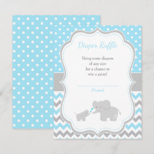 Elephant Blue och Grått Baby Shower Tilläggskort