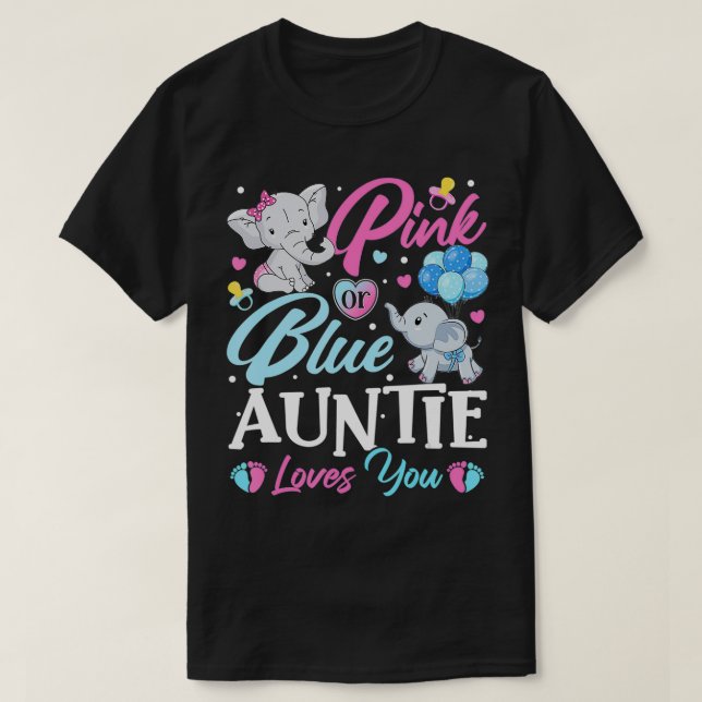 Elephant Blue Pink Auntie Loves You Pregnancy Reve T Shirt (Design framsida)