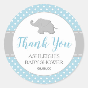 Elephant Blue Polka Dot Boy Shower Runt Klistermärke