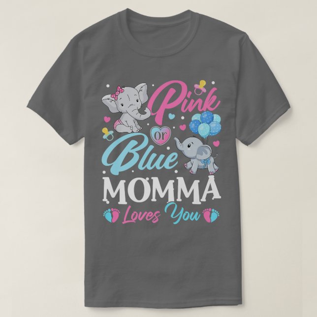 Elephant Blue Rosa Momma Kärlek Du Gravid Revea T Shirt (Design framsida)