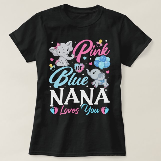 Elephant Blue Rosa Nana Kärlek You Gravid Reveal T Shirt (Design framsida)