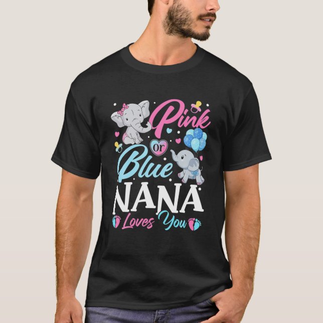 Elephant Blue Rosa Nana Kärlek You Gravid Reveal T Shirt (Framsida)