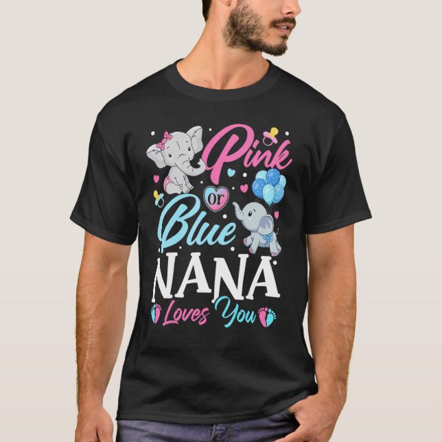 Elephant Blue Rosa Nana Kärlek You Gravid Reveal T Shirt (Framsida)