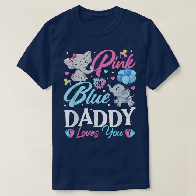 Elephant Blue Rosa Pappa Kärlek Du Gravid Revea T Shirt (Design framsida)