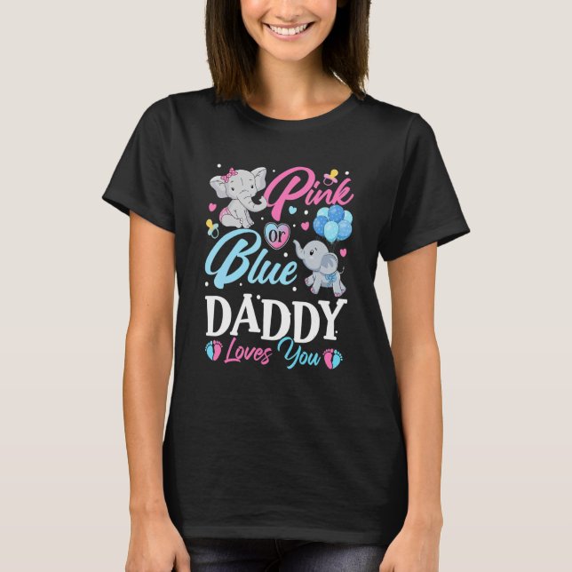Elephant Blue Rosa Pappa Kärlek Du Gravid Revea T Shirt (Framsida)