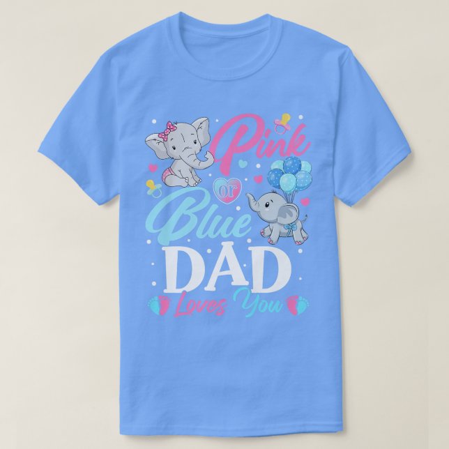 Elephant Blue Rosa Pappa Kärlek You Gravid Reveal T Shirt (Design framsida)