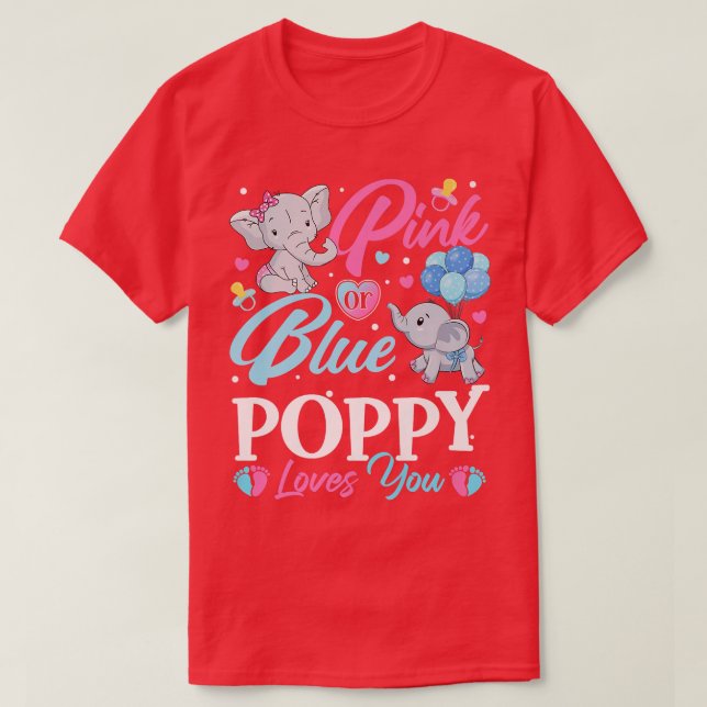 Elephant Blue Rosa Poppy Kärlek You Gravid Revea T Shirt (Design framsida)