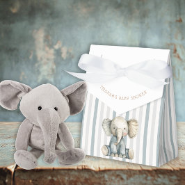 Elephant Blue Stripe Baby Shower Presentaskar