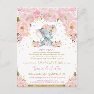 Elephant Blush Blommig Baby Shower av Mail Girl Vykort