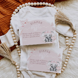 Elephant Boho Blommigt Rosa Baby Shower-kalkylblad Tilläggskort